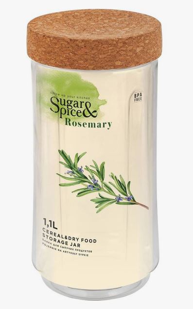 Банка для сыпучих продуктов Sugar&Spice Rosemary 1,1л с пробковой крышкой